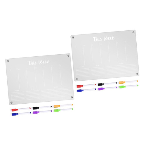 Ciieeo 2 Sets Acrylic Message Board Fridge Whiteboard Weekly Wall Planner Dry Erase Board Calendar Acrylic Planner Calendar Clear Magnets Clear Dry Erase Board A4 Sticker Refrigerator