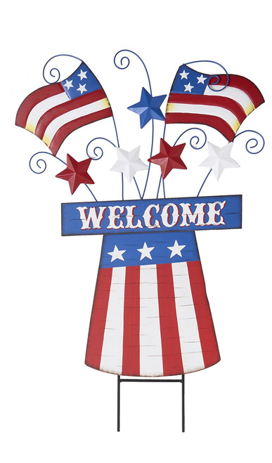 Worth Imports 1160A 31" Wood/Metal Americana Stakeswith Fireworks