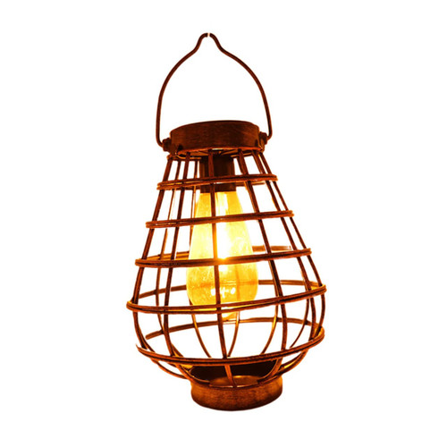 1Pc Solar Light Solar Lantern Solar Pendant Light Solar LED Lantern Solar Landscape Light Garden Iron Solar lamp Outdoor Hollowed Solar lamp Vintage Garden Light Wrought Iron