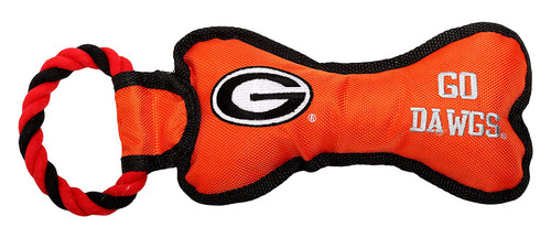 Pet Goods Manufacturing BONERP-042 NCAA Georgia Bulldogs Bone with Rope Dog Toy