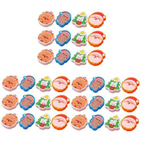 ABOOFAN 36 Pcs Christmas Eraser Decorative Erasers Santa Claus Erasers Rubber Pencil Eraser Stocking Erasers Christmas Pen Eraser Reindeer Erasers Santa Erasers Child Decorate Cartoon