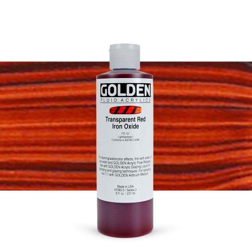 Golden Fluid Acrylics - Transparent Red Iron Oxide -8 oz bottle