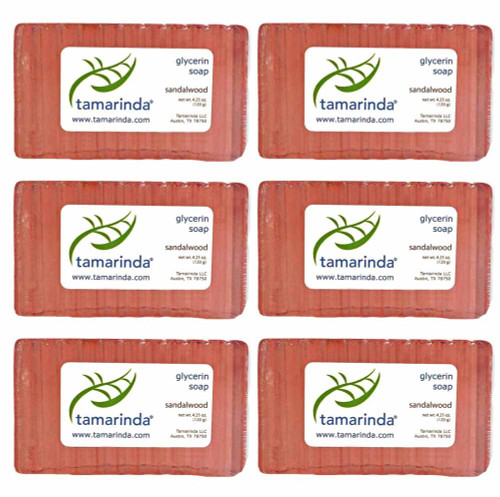 tamarinda Sandalwood Glycerin Soap - SIX 4.25 oz bars.