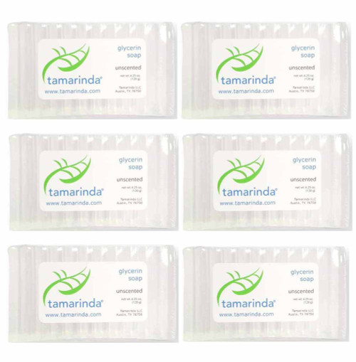 tamarinda Unscented Glycerin Bath Soap - Six 4.25 oz bars.