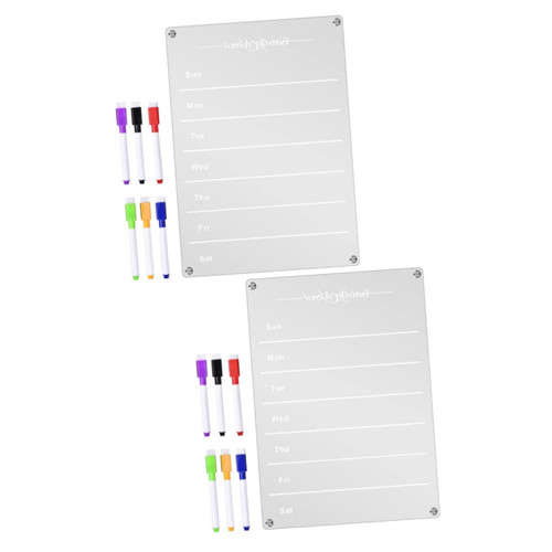 Operitacx 2 Sets Weekly Plan Message Board Fridge Board Magnetic to Do List for Fridge Board Magnetic Fridge Board for Fridge Schedule Board Magnetic Attraction A4 Acrylic Writing Board