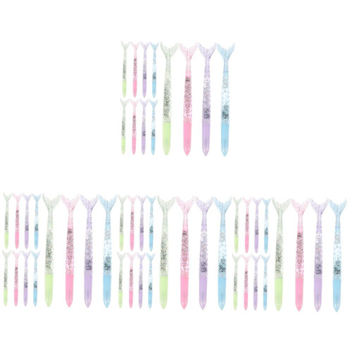 VILLCASE 48 Pcs Mermaid Gel Pen Mermaid Tail Pen Kawaii Gel Ink Pen Mermaid Tail Gel Pens Universal Gel Pen Crystal Wedding Pens Black Ink Pen Pens Black Mermaid Pen Cute Plastic Ball Girl