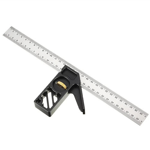 GOOFFY Precision Woodworking Tools Ruler Adjustable 300mm Aluminum Alloy Combination Square 45 90 Degree Angle Scriber Steel Ruler Woodworking Line Locator Ruler DIY Carpenter Measuring Tool Ruler