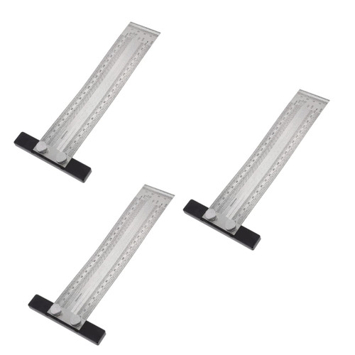 Housoutil 3 Pcs Ruler Carpenter Measuring Tool Carpenter Tools T Square Drafting Tool Mutitool Carpenter Gauge Square Tool Woodworking Measuring Tool Precision Scale Stainless Steel