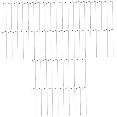 Sosoport 60 Pcs 7-Shaped Ground Nail Galvanized Steel Tent Pegs Camping Tent Stakes Garden Fence Tent Pegs Nail Camping Tent Pegs Sand Tent Stakes Tent Ground Pegs Canopy Travel Iron Shine