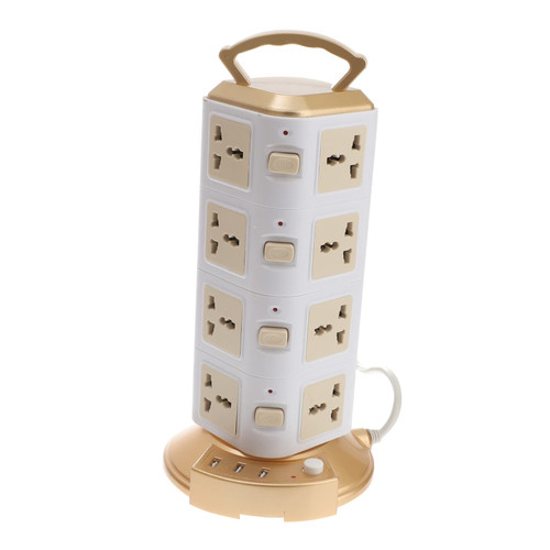 SEWOART Socket Power Strip with USB Ports Charging Station Surge Protector Tower Multi Plug Outlet Flat Plug Outlet Covers Extension USB Cord Power Strips British Office Supplies abs