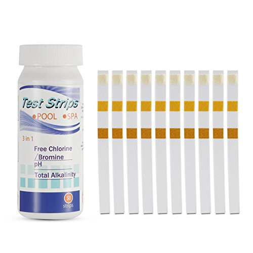 Zoomarlous Water Test Strips,Swimming Pool Spa Water Test Strips PH Chlorine Alkaline Acid Bromine Hardness Test Paper Tool (50Pcs)