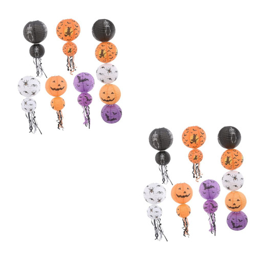 OSALADI 20 Pcs Pumpkin Paper Lanterns Halloween Paper Lanterns Hanging Lamps Pumkin Decorating Jack o Lantern Pumpkin Decoration Spider Skeleton Pumpkin Decor Jack- O- Lantern Fold Props