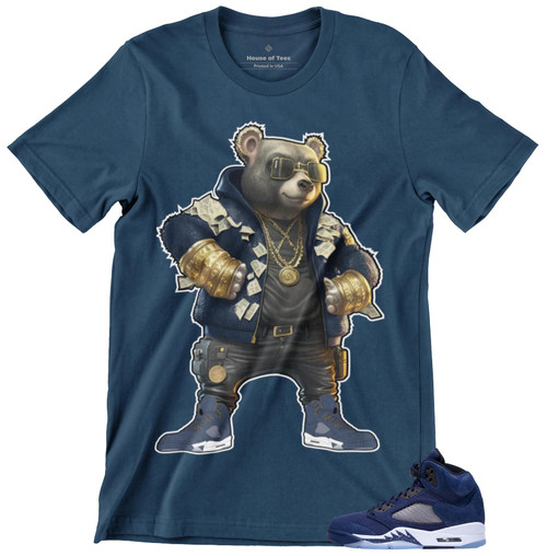 Men's T Shirt to Match Jordan 5 Midnight Navy, Graphic Urban Streetwear Tee