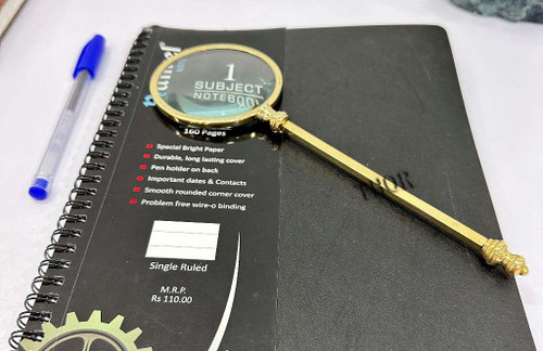 Magnifying Glass with Long Brass Handle, Handheld Magnifying Glass Lens, Antique Magnifier, Reading, Inspection, Coin & Stamp Inspection, Astrologer, Low Sight