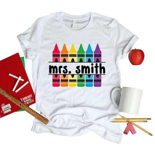 Personalized Crayon Teacher Back To School T-shirt, Custom Crayon Teacher Names T-shirt, Back To School Shirt With Teacher Names, Custom Teacher Shirts For Women Personalized Crayon Teacher Back To School T-shirt, Custom Crayon Teacher Names T-shirt, Back To School Shirt With Teacher Names, Custom Teacher Shirts For Women