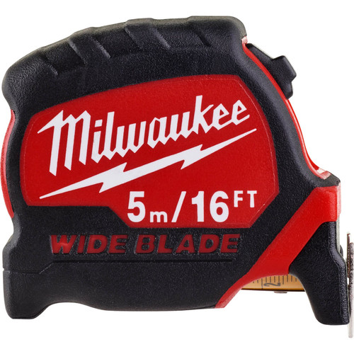 Milwaukee Premium Wide Blade Tape Measure 5m/16ft (Width 33mm), (4932471817)