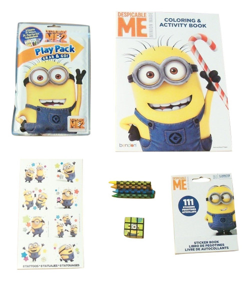 Minion Activity Gift Set ~ The Magnificent Minions (Minion Made Christmas Coloring and Activity Book, Sticker Book, Tattoos, Grab and Go Play Pack, Puzzle Cube, Crayons; 6 Items, 1 Bundle) Minion Activity Gift Set ~ The Magnificent Minions (Minion Made Christmas Coloring and Activity Book, Sticker Book, Tattoos, Grab and Go Play Pack, Puzzle Cube, Crayons; 6 Items, 1 Bundle)