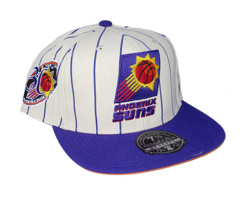 Mitchell & Ness Phoenix Suns Pinstripe Dynasty Fitted Size 7 1/2 Hat Cap - Cream