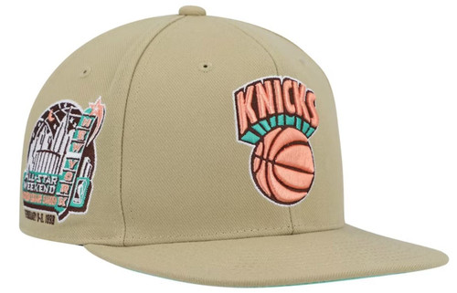 Mitchell & Ness New York Knicks Side Patch HWC Malibu Sunrise Fitted 7 1/2 Hat - Khaki