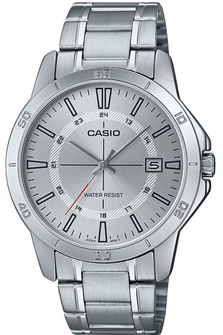 Casio MTP-V004D-7C Men's Stainless Steel Silver 24 Hour Index Dial 3-Hand Analog Watch