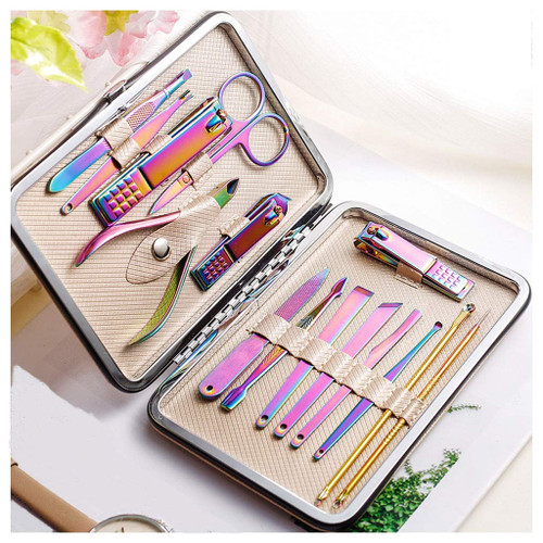 Manicure Pedicure Sets,Nail Clippers, Nail Clippers Set 15 Pieces of Stainless Steel Nail Clippers Set Household Nail Clippers Box Manicure Set Nail Beauty Set Portable Tool Box Manicure and Pedicure