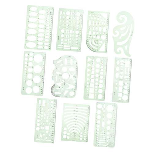 NUOBESTY 2 Sets Measuring Ruler Quilting rulers Quilting templates Quilting Stencils Geometric Rulers Drawing Stencils Plastic Stencils templates Drawing Template Plastic Draft Rulers Mold