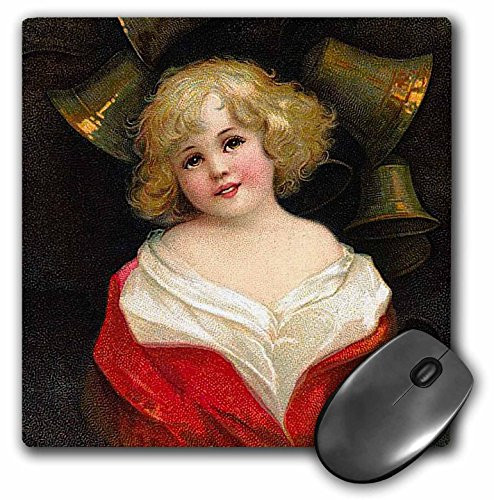 3dRose LLC 8 x 8 x 0.25 Inches Mouse Pad, Clap Saddle, Christmas Girl with Bells (mp_159973_1)