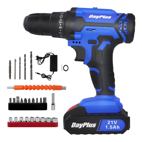 Cordless Drill Driver Combo Kit Power Drill Set with 2x Batteries and Charger, 26Pcs Accessories Kit - 25+1 Torque Setting 3/8" Chuck Electric Screwdriver Drill Multifunctional Drill Tool