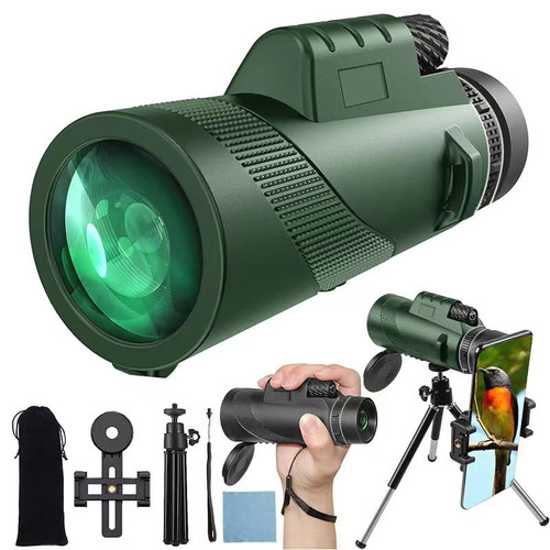 HISECOO 80x100 Monocular Telescope, High-Power Smartphone Adapter and Tripod, Adult Monocular Telescope, High-Definition Stargazing, Hunting, Wildlife, Bird Watching, Camping, Hiking HISECOO 80x100 Monocular Telescope, High-Power Smartphone Adapter and Tripod, Adult Monocular Telescope, High-Definition Stargazing, Hunting, Wildlife, Bird Watching, Camping, Hiking