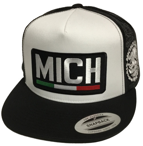 Michoacan 2 Logos Mexico Logo Federal Hat White Black Mesh Snapback