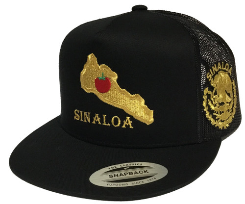 Capsnmore Sinaloa El Mapa Logo Federal Sinaloa Hat 3 Logos Black Mesh