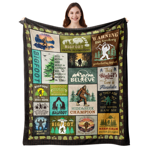 Christmas Bigfoot Gifts, Sasquatch Gifts, Big Foot Sasquatch Gifts, Sasquatch Gifts for Men/Women, Cool Bigfoot Lover Gift, Sasquatch Loves Gift, Hide & Seek Champion, Big Foot Gifts Blanket 50"X60"