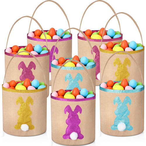 8 Pieces Easter Bunny Basket Bag Burlap Basket Egg Hunt Basket Fluffy Tails Rabbit Basket Tote Bag for Kids Carrying and Eggs Hunt Bags 8 Pieces Easter Bunny Basket Bag Burlap Basket Egg Hunt Basket Fluffy Tails Rabbit Basket Tote Bag for Kids Carrying and Eggs Hunt Bags