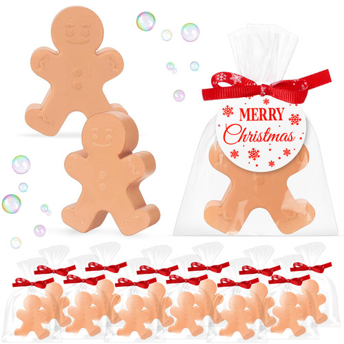 Heigble 30 Set Christmas Soap Bar Gift Set Christmas Handmade Soaps Bulk Xmas Tree Santa Clause Gingerbread Snowflake Soaps Fun Holiday Stocking Stuffer Party Favors for Guests Bathroom (Gingerbread)