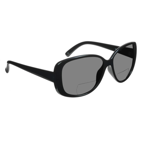 proSPORT Womens Polarized BIFOCAL Reader Sunglasses +2.00 Smoke Black Frame Oversized Jackie-O