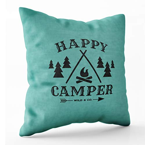 Shorping My Pillow Case Zippered Pillow Covers Pillowcases 16X16 Inch Happy Camper Decorative Throw Pillow Cover,Pillow Cases Cushion Cover for Home Sofa Bedding