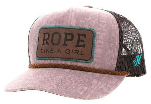 HOOEY Women's Rope Like a Girl Adjustable Snapback Hat (Pink/Brown)