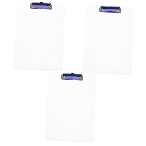 VILLCASE 3pcs Transparent Folder Clipboard Clips Clear Clipboard Clipboards File Transparent Clip Boards Folders Clipboard for Office Clear Writing Board A4 The Paper Portable Iron