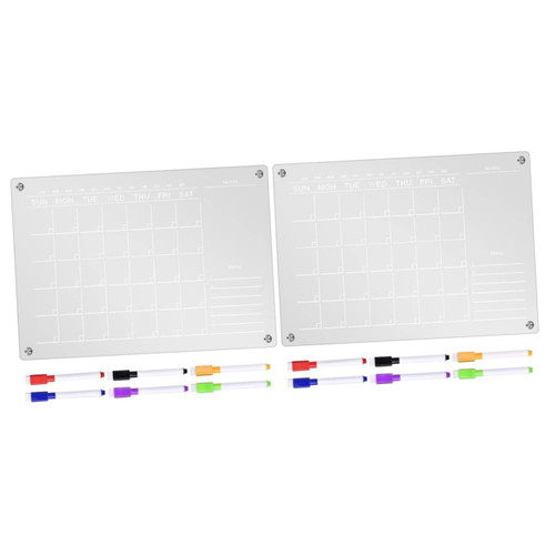 MAGICLULU 2 Sets Rewritable Message Board Magnetic Calendar Refrigerator Magnetic Weekly Planner Calendar Weekly Whiteboard Fridge Planner Board Memo Board A4 Blank Acrylic Wipe The Board