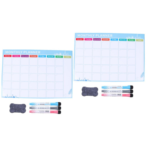 NUOBESTY 2 Sets Fridge White Board Fridge Whiteboard White Board for Fridge Memo Flexible Whiteboard Monthly Plan Magnetic Whiteboard Dry Erase Board Refrigerator Message Board