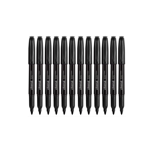 UNV07071 Pen Style Permanent Markers, Fine Point, Black, Dozen (Codes UNV07071) - Pack of 4