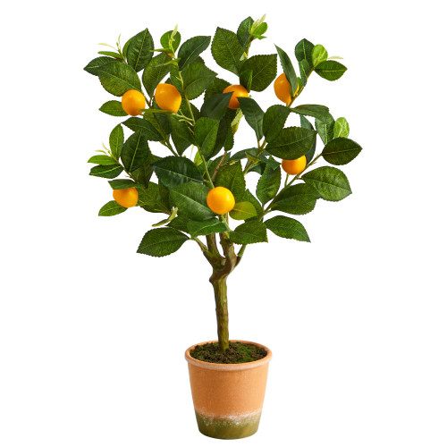 Nearly Natural Lemon Artificial Tree, Green, 24in.