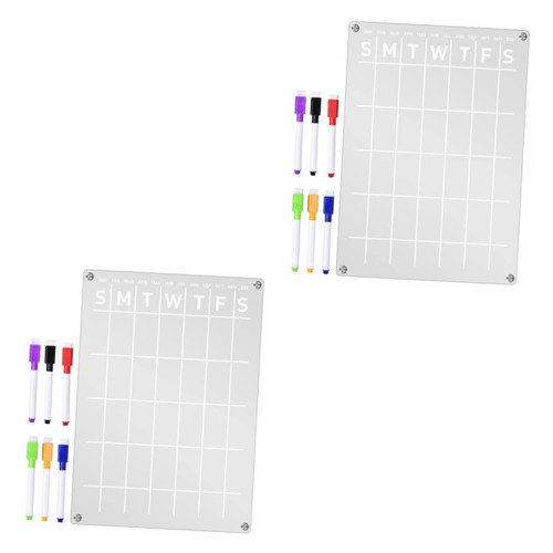 Operitacx 2 Sets Monthly Plan Message Board Fridge Magnetic Planner White Board Planner Organizer Magnetic Fridge Calendar Monthly Notes Board Magnets Fridge A4 Small Acrylic Magnetic Board