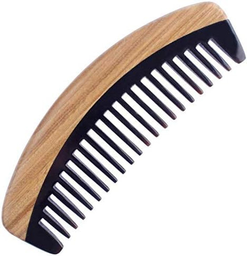 GLOYER Wooden comb Hair Comb - Wide Tooth Wooden Detangling Comb For Curly Hair Static Sandalwood Buffalo Horn Comb For Men