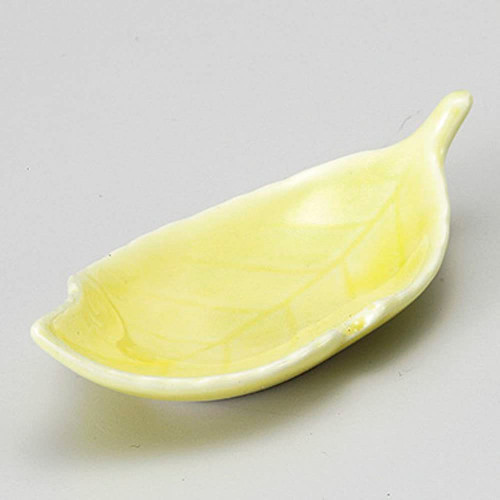 ????(Yamashita kogei) Yamasita Craft 117-12-526 Yellow Glaze Tree Leaf Delicacy