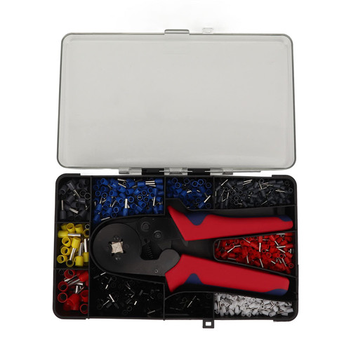 NDNCZDHC Terminal Connectors Crimping Tool Kit 1201Pcs Cold Pressed Wire Crimping Tool Kit 1200Pcs Wire Terminal with Red Plier for Electrical Connections