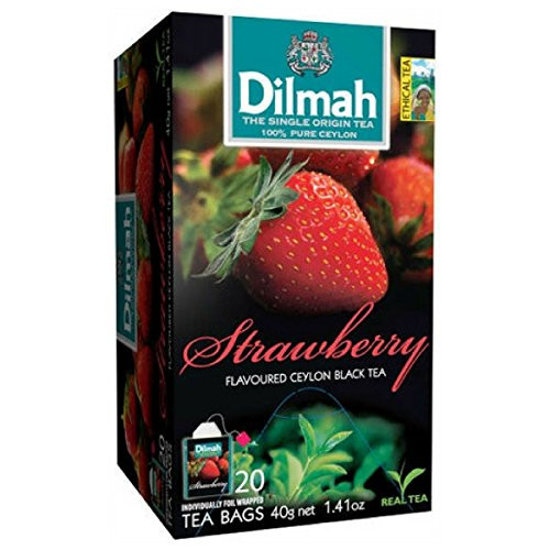 Dilmah Strawberry Flavored Ceylon Black Tea - 20 Tea Bags - Sri Lanka Ceylon Dilmah Strawberry Tea Real Tea
