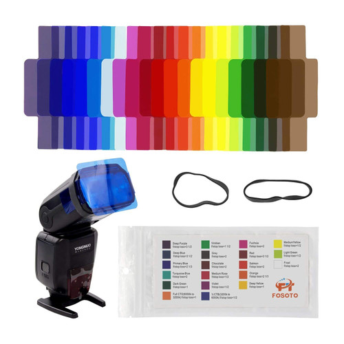 FOSOTO 20pcs Flash Speedlite Color Gels Filters for Canon Nikon Sony Godox Yongnuo Camera Flash Light