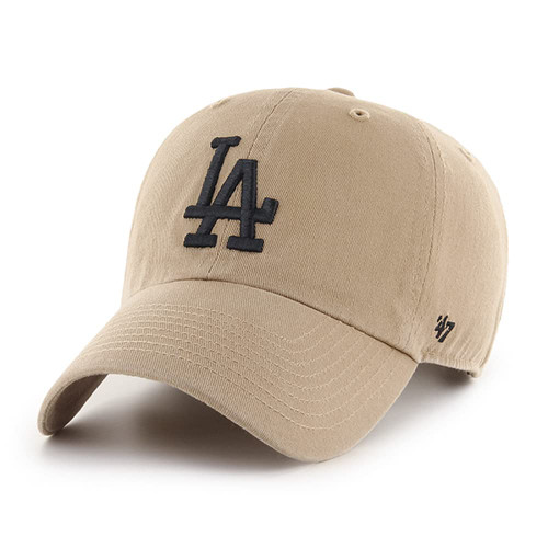 '47 Los Angeles Dodgers Clean Up Dad Hat Adjustable Baseball Cap - Khaki/Black