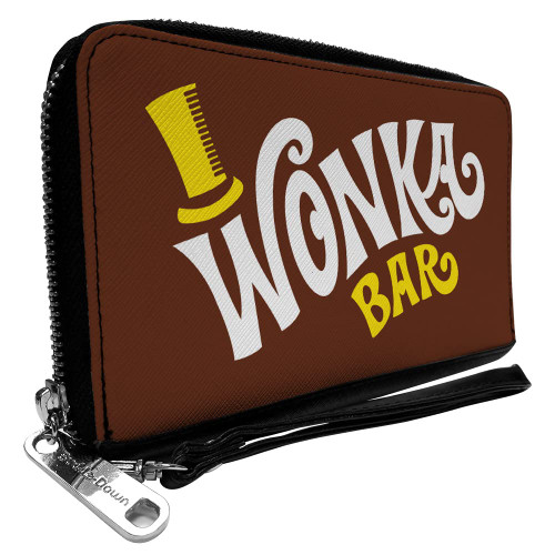 Buckle-Down Movies Wallet, Zip Around, Willy Wonka and the Chocolate Factory Wonka Bar Wrapper Logo, Vegan Leather